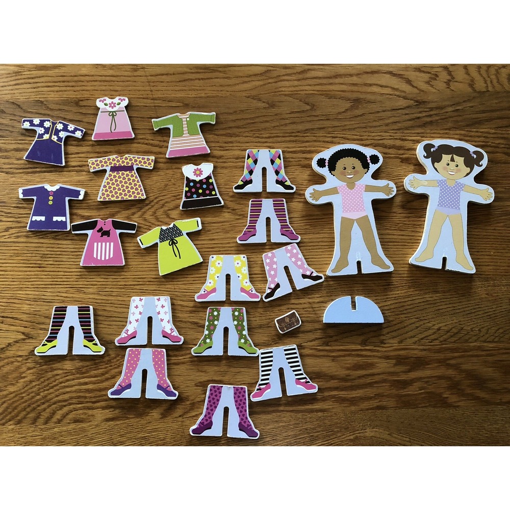 Melissa & Doug Reversible Magnetic Dolls Wood Fashion Dress-up Friends